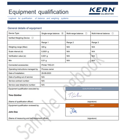 Logiciel de qualification d’appareils KERN SEQ-01