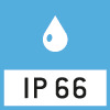 Proteção contra pó e salpicos de água IP66
